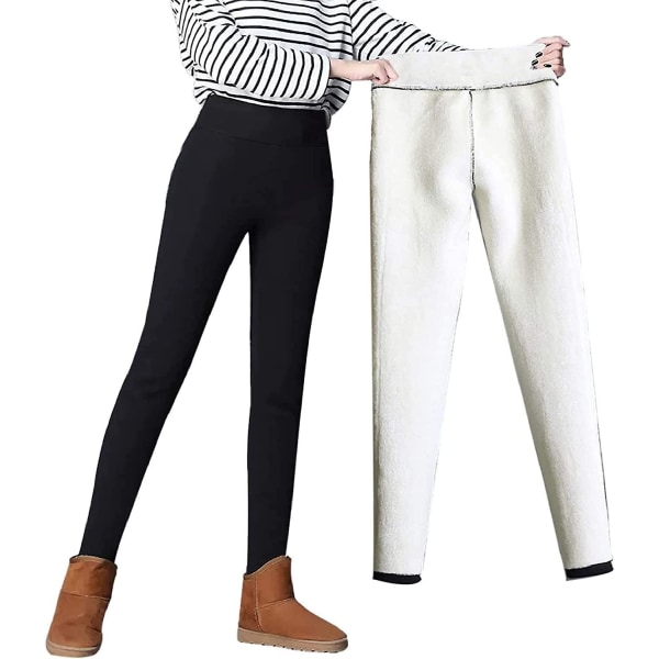 Fleeceforet Vinter Varme Leggings Dame Termisk Pels Fleeceforet Legging Myk