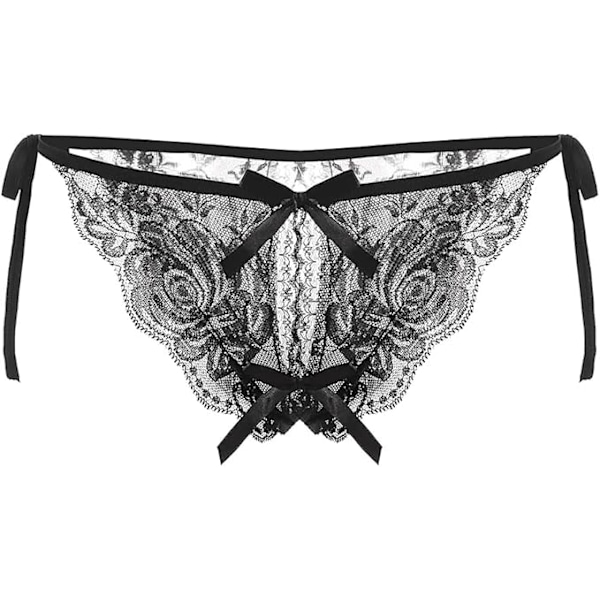 Seksikkäät pitsiset G-string alushousut naisille, kukkakirjailtuja alusvaatteita rusettinauhalla, mukavat matalavyötäröiset stringit, solmittavat sivut, hengittävät