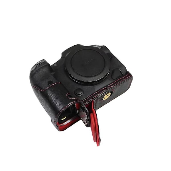 Nahkainen kameran pohjakotelo Canon EOS R5/R6/R62 -malleille, paristoluukun aukko, suojaava puolikotelo Black