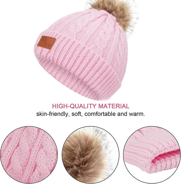 Varm stickad mössa halsduk set för Acsergery barn, vinter tjock fleece termisk stickad mössa hals present