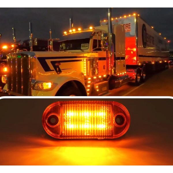 10 st 6 leds lastbilssläp främre bak led sidomarkeringsljus (gul)