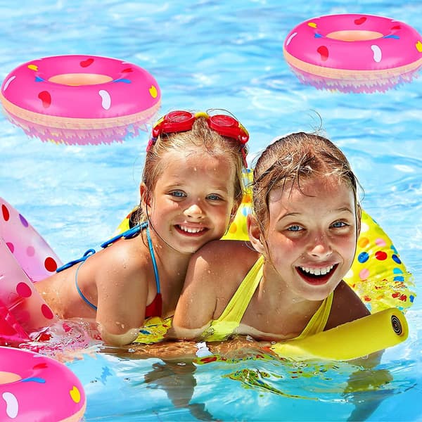 6 st uppblåsbara pool donuts mini donut uppblåsbara leksaker liten simring för barn style4