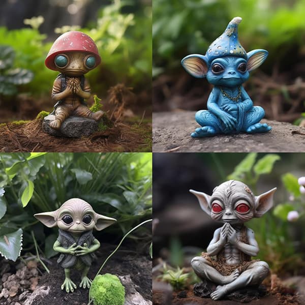 Alien Hagepynt, Alien Resin Håndverk Ornament, Fantasy Alien Hagedekorasjon