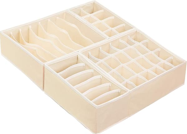 Simple Houseware Skuffeinddeling til undertøj, 4 stk., Beige