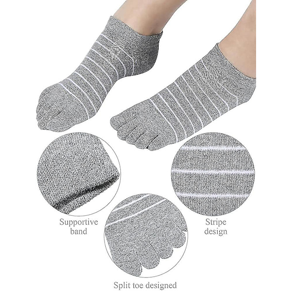 5 par randiga tåstrumpor femfingersockar lågt skurna färgglada strumpor för kvinnor flickor