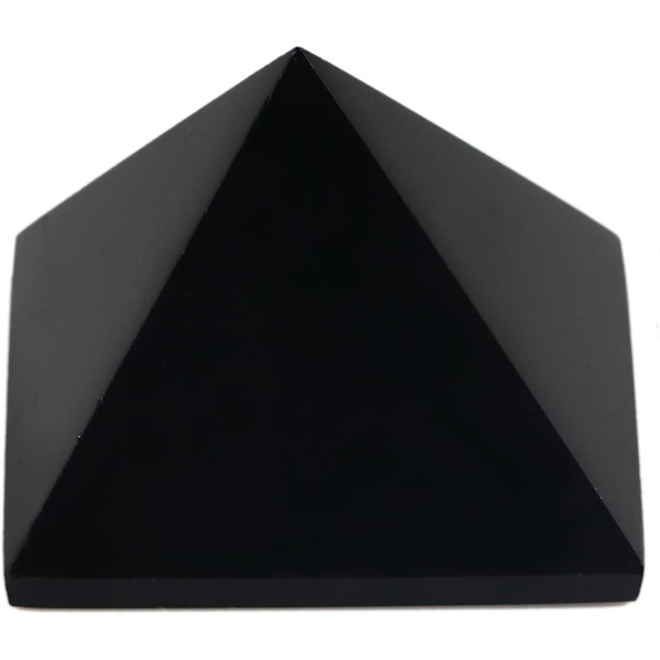 Sort Obsidian 1,5 tommer Naturlig Pyramide Udskåret Chakra Healing Krystal Reiki Sten Ædelsten Strålingsafbøjning Boligindretning Gave Dekoration Håndværk (sort