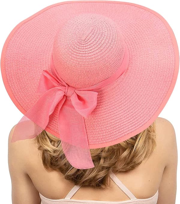 Dam Folable Floppy Hat, bredbrättad solskyddshalmbredd, sommar UV Pink
