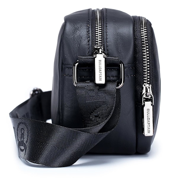 BULLCAPTAIN 0308 Toppskiktsläder Horisontell Messenger Bag Casual Herr Enstaka Axel Crossbody Bag Black