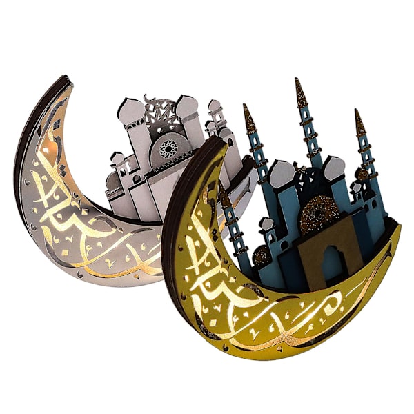15 % rabatt Mubarak Ramadan Eid Moonlight Night Light, klassisk muslimsk islamisk Eid hantverkslampa Silver