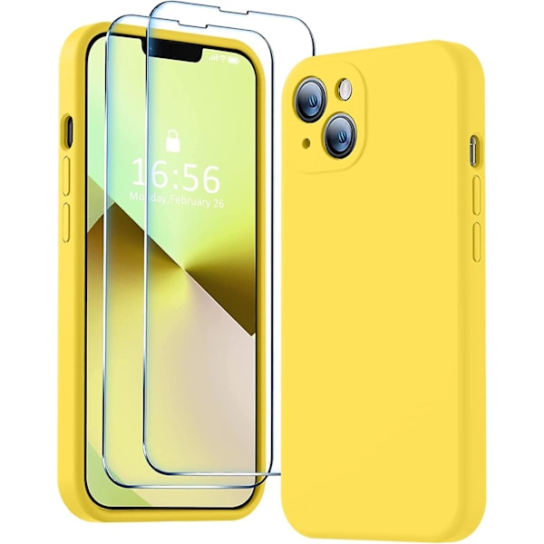 Kompatibel med Iphone 13 Skal, Premium Silikon Uppgraderad [kameraskydd] [2 skärmskydd] [mjukt anti-repor mikrofiberfoder] Telefonskal F