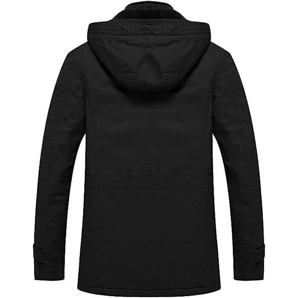 Herrejakke - avslappet vinterbomulls militærjakke tykkere hette cargokåpe 4XL