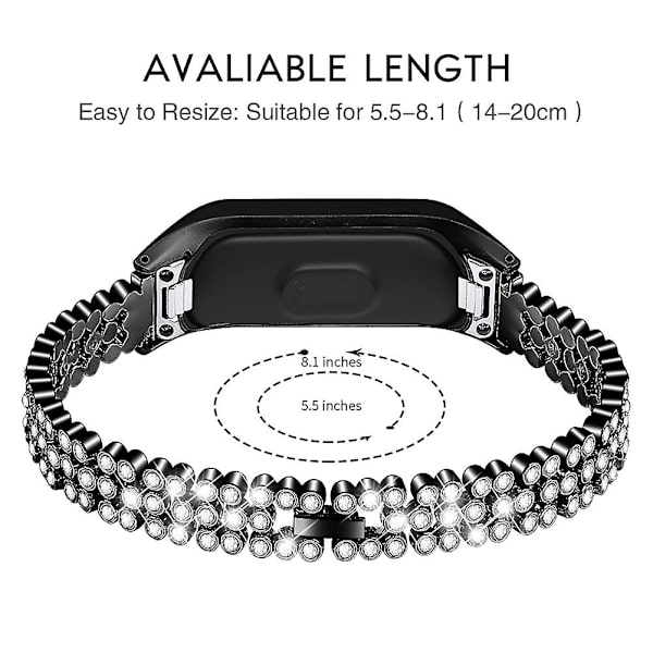 Udskiftningsarmbånd Rhinestone Urrem til Samsung Smart Watch Fit2 Silver