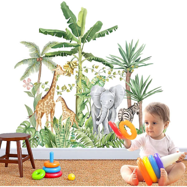 Forest Animal Tree Wall Decal, Animal Wall Sticker For Kids' Room, Fox Deer Wall Decor Nursery Children
