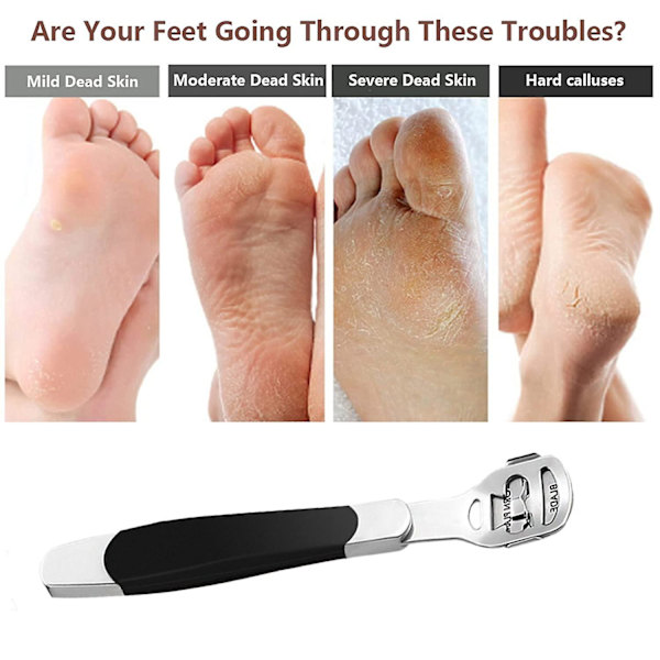 Fotrasp & Kallushøvel med Trehåndtak, Pedikyr Fotfilsett, Hælskrape for Føtter Foot Planer (Black)