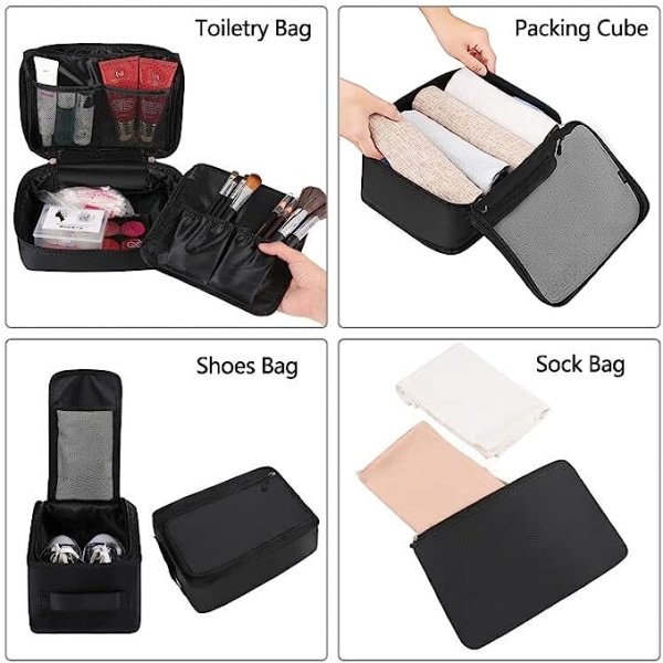 8 Set Packningskuber Resväskeförpackningsorganisatörer för resetillbehör grey