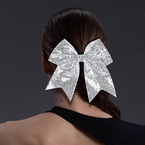 Glitter Cheer Sløyfe Elastiske Hårstrikker Jenter 8\" Jul Glitrende Rød Gull Sølv