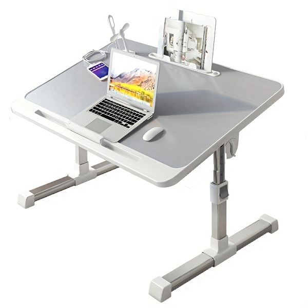 Sengebakke til bærbar computer, justerbart sengebord med skuffe, transportabelt ståbord med foldbare ben, tabletbord til sofa, couch, gulv