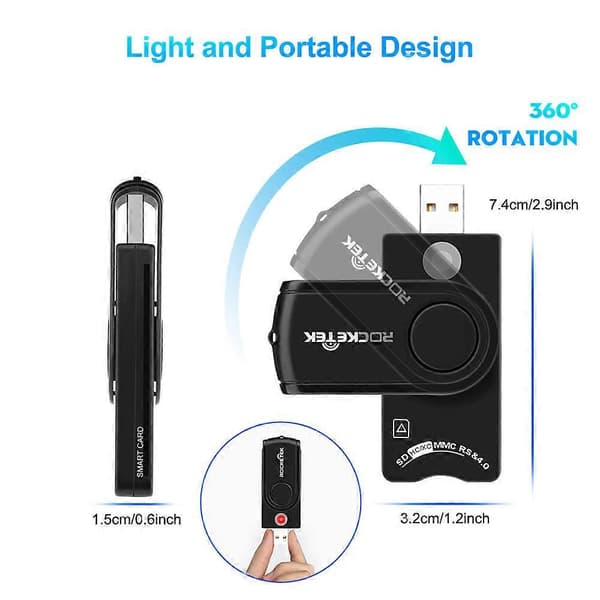 USB3.0 skattefil IC smartkortleser SD/TF/SIM-kort multifunksjonsleser