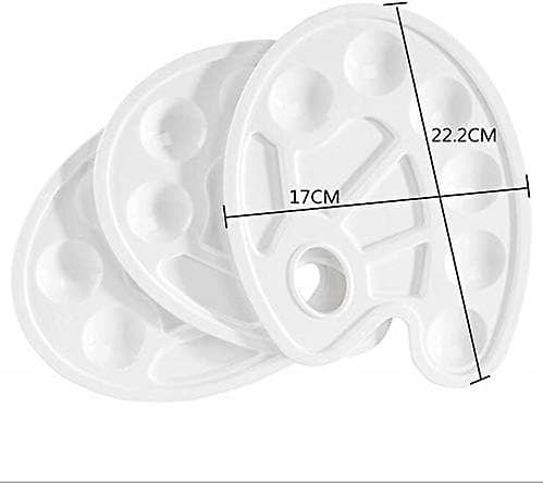3 st vita ovala plastfärgspaletter