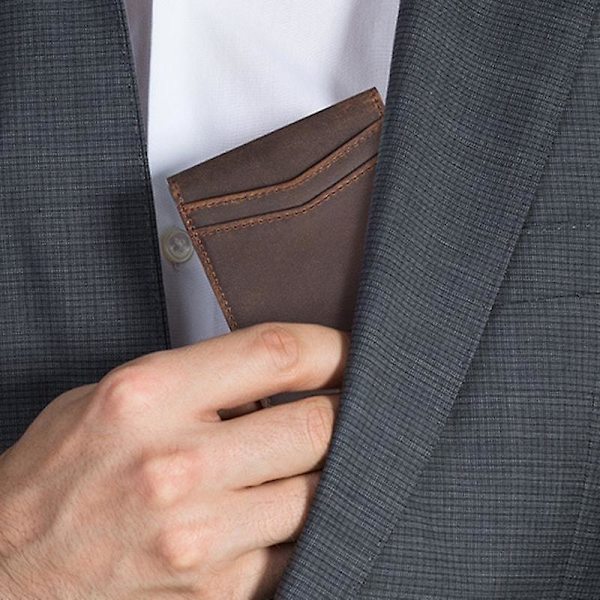 Ultra Slim Fold Front Pocket Wallet Læder Kortholdere til Mænd Coffee