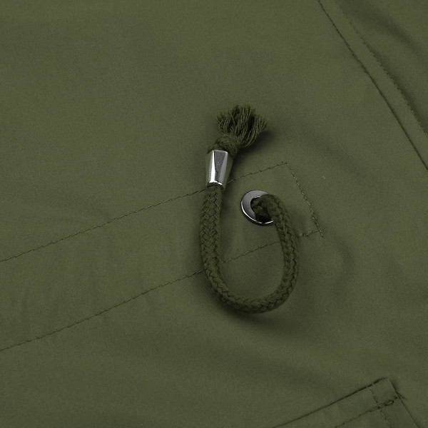 Lang, vanntett jakke for kvinner med hette, lett regnfrakk, vindjakke, utendørs trenchcoat Green XL
