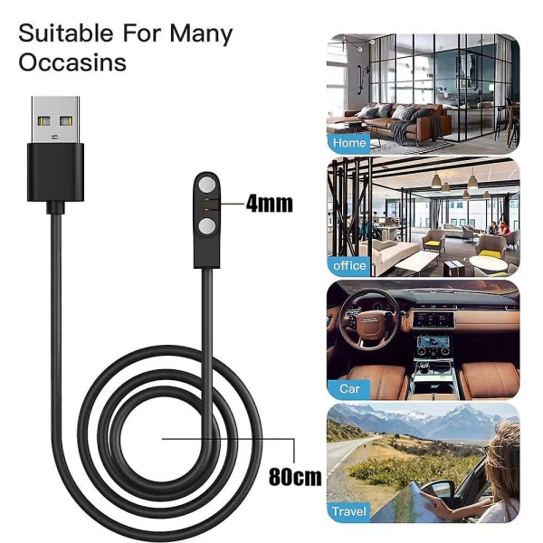 3u Magnetisk Ladekabel 2-pin Juicekopp Smartklokke Magnetisk Datakabel
