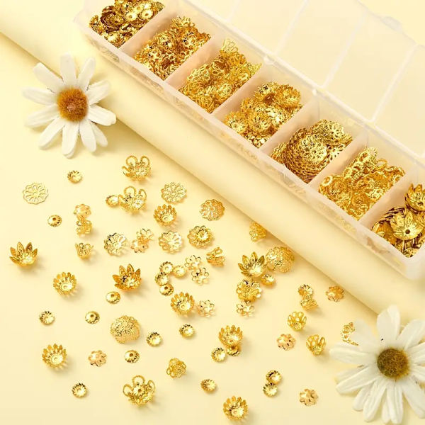 Järnmaterial Blomster Pärla Ändarna Slumpmässig Blandad Stil DIY Set 1 Låda