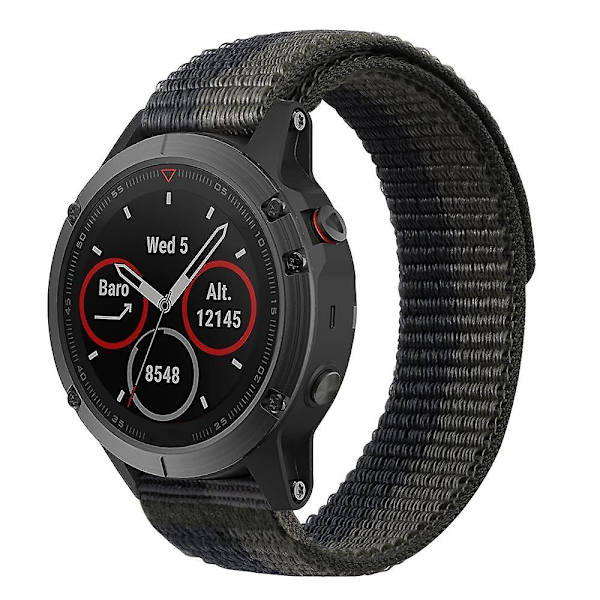 Justerbar nylonrem med sömmar för Garmin Forerunner 965/955/945/935 Black Grey