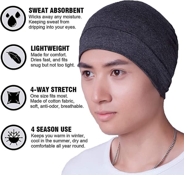 Bomulls mössa, 2-pack Acsergery Unisex löparmössa vinter sommar sportmössa sovmössa kemo present
