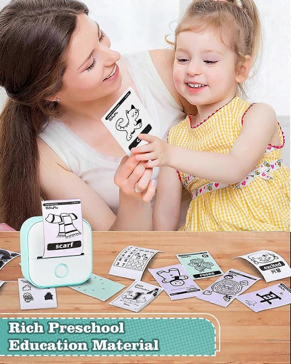 Mini Printer - Sticker Printer T02 Mini Termisk Printer Mini Bærbar Blækfri Sticker Printer grøn