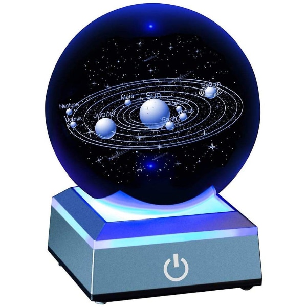 Solcellesystem Krystalkugle Solcellesystem Med Touch Switch LED Lysbase Kosmisk Model Med Planetnavn