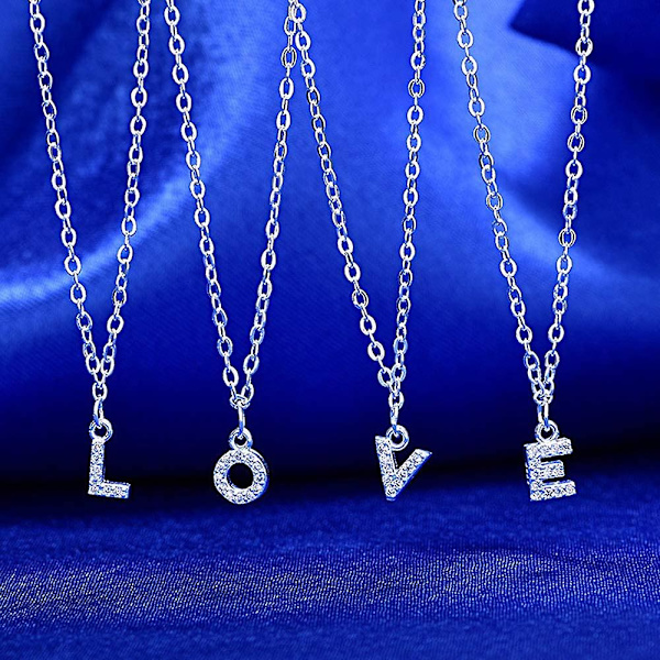 S925 Sølv A-z 26 Initial Krystall Anheng Kjede Choker Halskjede For Acsergery Kvinner Dame Gave