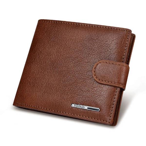 Hasp Design Läder Herr Kort Kontanter Hållare Kort Plånbok Dark Red