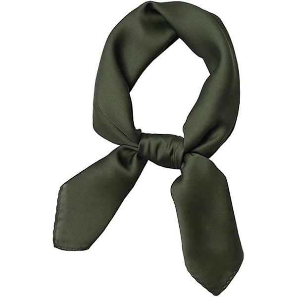 Dam silkesliknande enfärgad fyrkantig Olaof-halsduk mode satin nackhår slips band Gl Green