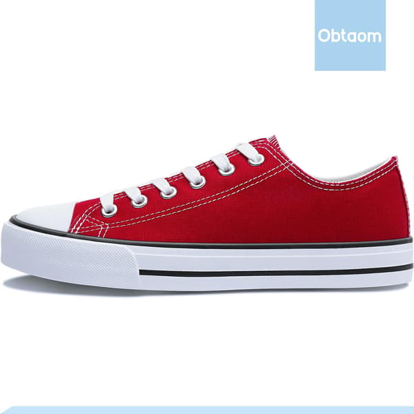 Dame Canvas Mode Sneakers Søde Lave Sko Komfortable Canvas Gåsko Til Damer red EU38