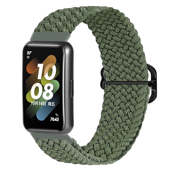 Flätat klockarmband för Huawei Band 7, ersättningsarmband med justerbart spänne Green