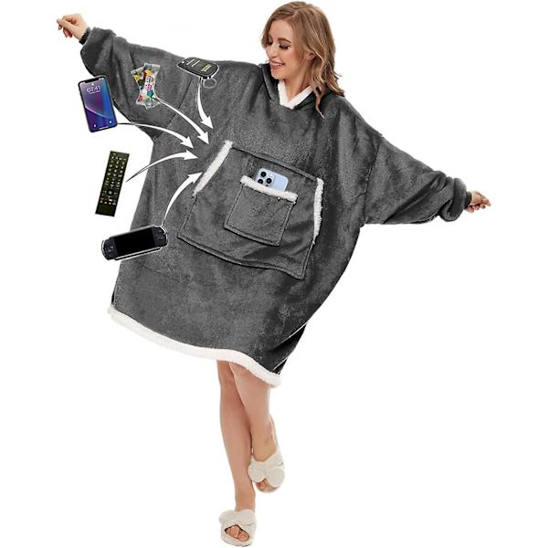 Oversized Hoodie Tæppe. Superblød Sherpa og Varm Komfort Fleece Pullover