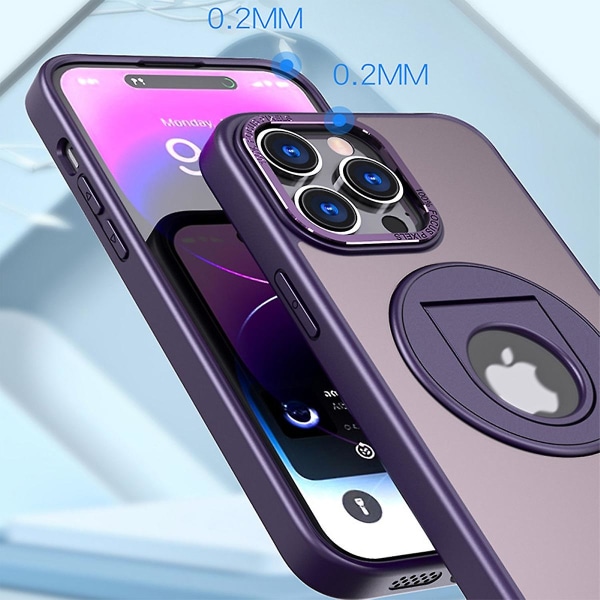Magsafe Case Kompatibel med Iphone 15 Pro Max, Slim PC Stötsäkert Frostat Cover Med Osynlig Magnetisk Ring Ställ Blue For iPhone 15 Pro Max-15 Ultra