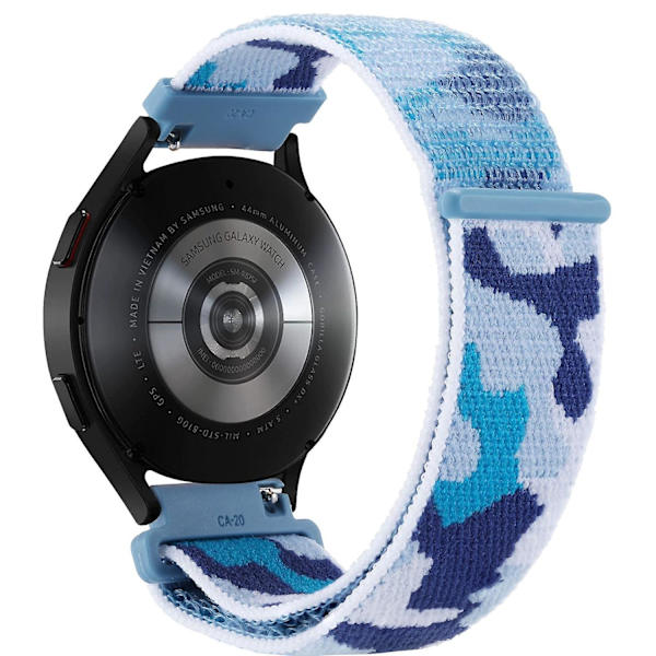 22 mm kamouflage nylon justerbart klockarmband för Samsung Galaxy Watch 3 45 mm/Huawei Watch GT3 Pro 46 mm Blue