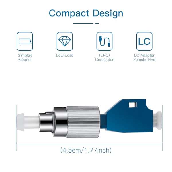 4 st Visual Fault Locator Fiberadapter, Fiberoptisk Koppling, Singlemode 9/125um FC Hane till LC Hona Hybrid Optisk Fiber