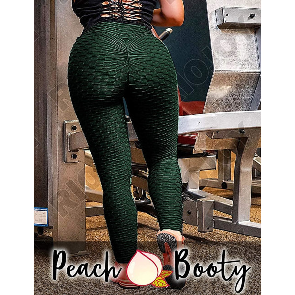 Kvinnors Anti Cellulite Gym Waffle Leggings. Hög midja Yoga byxor Bubble Textured