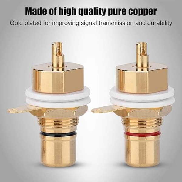 2 stk. RCA Terminal Guldbelagt Kobber RCA Panelmontering Hun Jack Terminal Stik Audio Connector