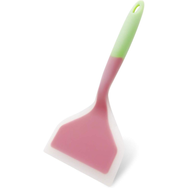 Silikonspatel pannkaksspade omelettspatel vändare för ägg fisk pannkaka pizza och biff bred mjuk pizzaspade non-stick värmebeständig kök Pink * Green Large