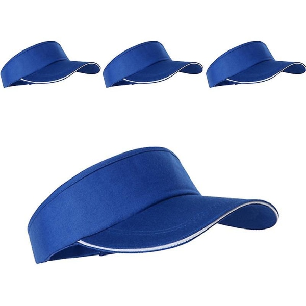 Sztxj 4 stk. Justerbar Unisex Herre Dame Ensfarget Solskjerm Sport Golf Tennis Pustende Caps Hatt Blå
