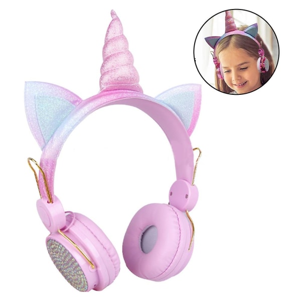 Hörlurar, trådlösa hörlurar Hörlurar Bluetooth hörlurar med justerbart pannband, Over On Ear-headset Pink