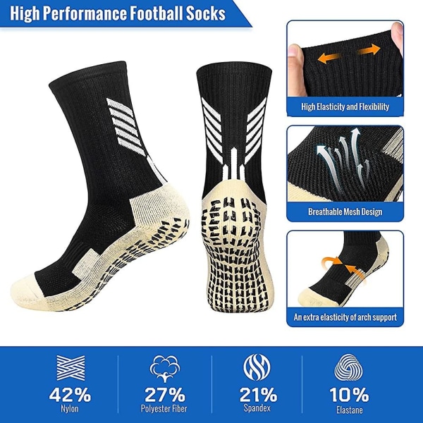 2 par halkfria fotbollssockor. Acsergery herr sport anti-blåsor tjockare foder grepp present
