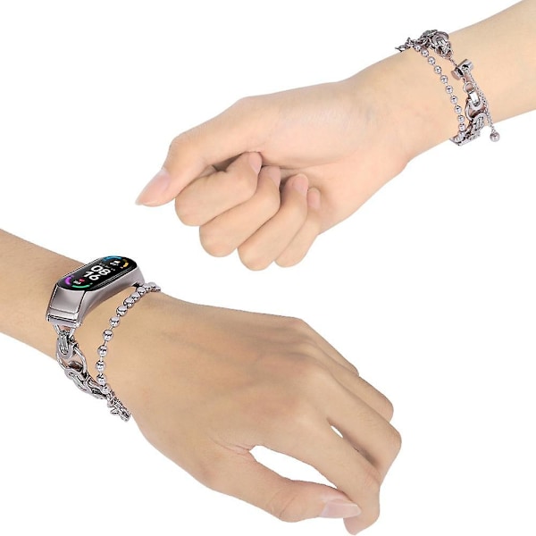 Smart Watch Band For Xiaomi Mi Band 3/4 To-raders erstatningsarmbånd i rustfritt stål Silver