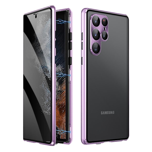 Anti-peep Magnetisk Deksel Kompatibelt Med Samsung Galaxy S23 Ultra, Dobbeltsidig Beskyttelsesdeksel i Herdet Glass Purple For Galaxy S23 Ultra