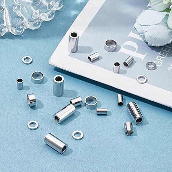 100 stk. 5 Stilarter Spacer Perler Rustfrit Stål Farve Rør Perler 304 Rustfrit Stål Rund Ring Stopper Perler 2,5-5mm Hul Løse Perler Små Hul Perler fo