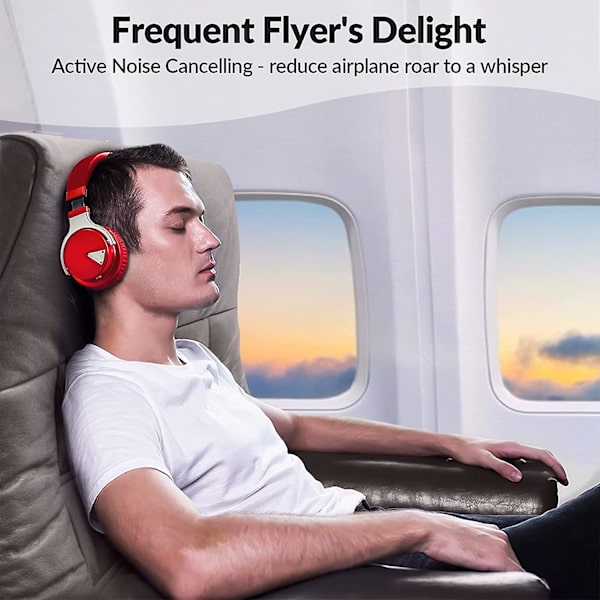 Active Noise Cancelling Hovedtelefoner Bluetooth Hovedtelefoner Red